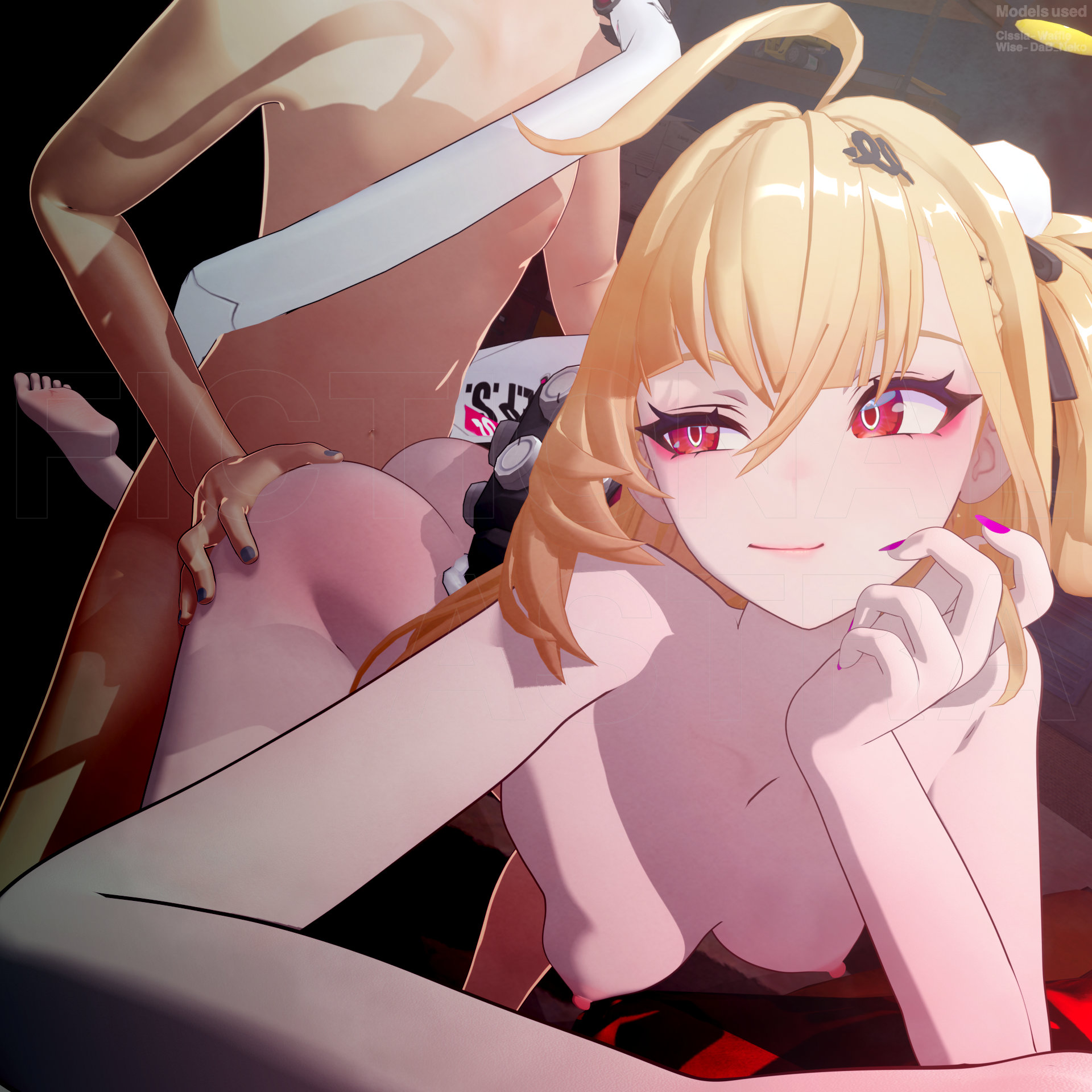 1boy, 1girls, blonde hair, cissia (zenless zone zero), female, grabbing ass, grabbing from behind, light skin, light-skinned female, light-skinned male, looking back, male, nude, sex, sex from behind, tagme, tail, unseen male face, zenless zone zero