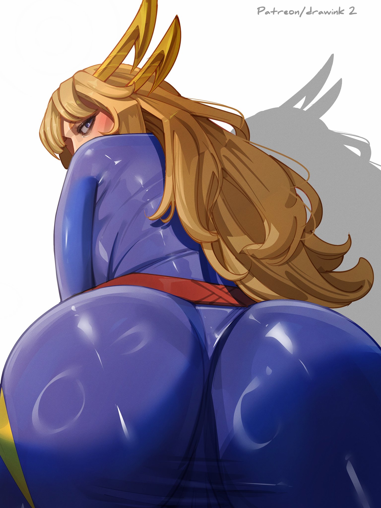 2d, ass, ass focus, big ass, blonde hair, drawink, female, female only, fully clothed, magik (illyana rasputin), magik (marvel rivals), magik (retro x-uniform), marvel, marvel rivals, presenting, presenting hindquarters, skin tight, skindentation, solo, thick thighs