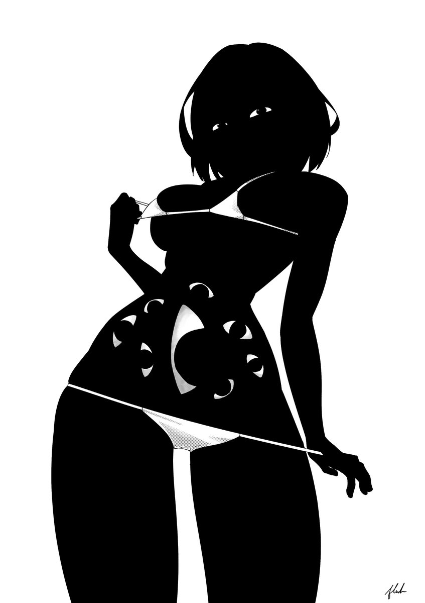 1female, 1girl, 1girls, 2026, 2d, 2d (artwork), 2d art, 2d artwork, arms, average breasts, bikini, bikini bottom, bikini only, bikini top, black body, black hair, black pupils, black skin, boobies, boobs, bottomwear, bra, bra strap, breasts, colored, digital, digital art, digital drawing, digital drawing (artwork), digital media, digital media (artwork), entity, eyes, eyes on body, female, female focus, female only, female solo, girl, girl focus, girl only, girl solo, hair, hands, head, hips, imminent undressing, legs, looking at viewer, medium breasts, multi eye, nate hand gesture, neck, non-human, nonhuman, one color background, panties, panty straps, short hair, shoulder length hair, simple background, solid color background, solo, solo female, solo focus, solo girl, solo only, staring at viewer, tagme (artist), thighs, topwear, twitter link, twitter source, undergarments only, unknown species, watermark, white background, white bikini, white bikini bottom, white bikini top, white bottomwear, white bra, white panties, white sclera, white topwear