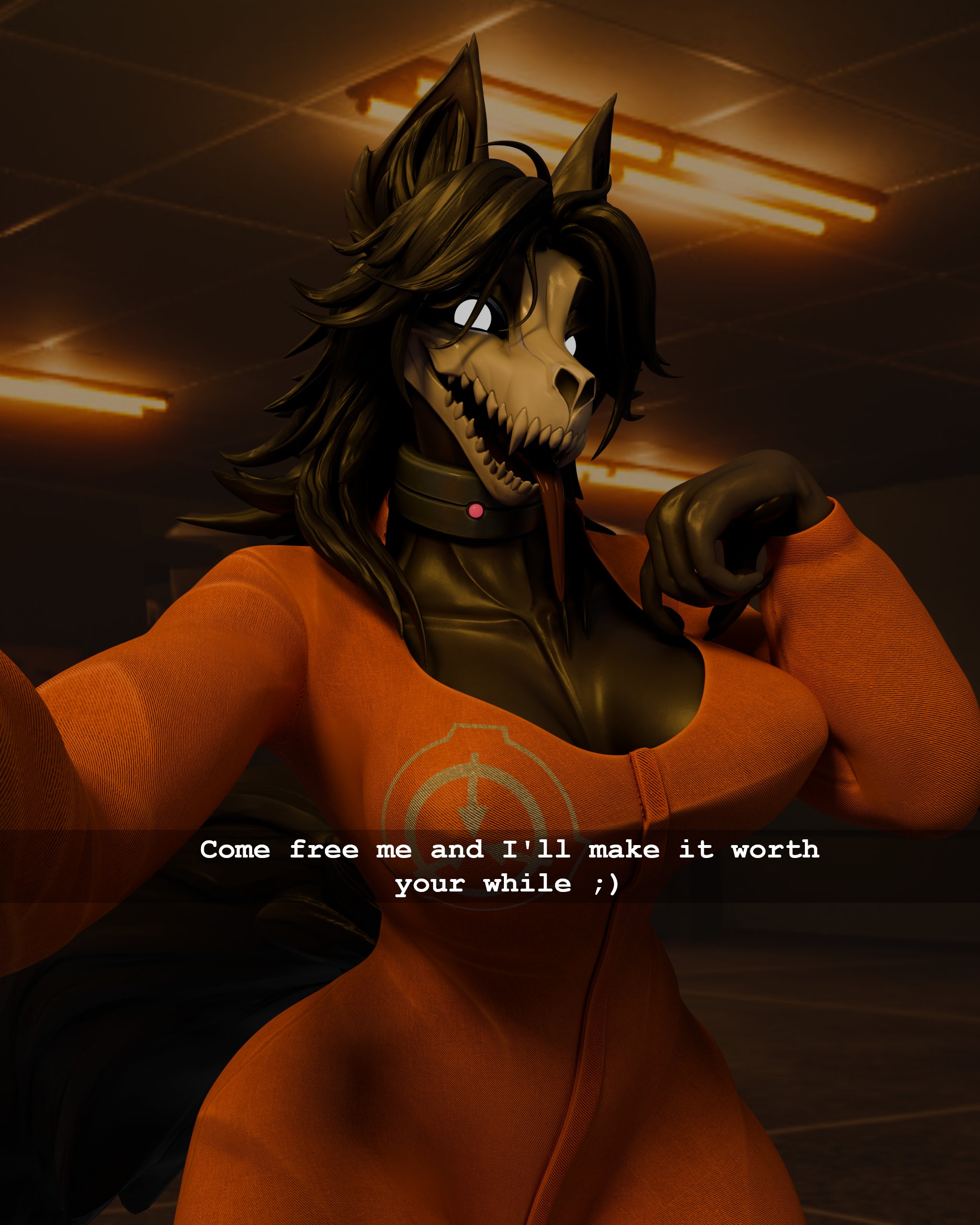 1girls, 2026, 3d, 3d (artwork), anthro, anthro female, big breasts, breasts, bursting breasts, caption, choker, collar, curvaceous, curvaceous body, curvaceous female, curvaceous figure, curvy, curvy body, curvy female, curvy figure, dank owos, female, fur, furry, huge breasts, jumpsuit, large breasts, long tongue, looking at viewer, mal0, malo, massive breasts, scp foundation, scp-1471, scp-1471-a, scp-1471-a (da.nilkaz), seductive, seductive look, selfie, text, thick breasts, tongue, tongue out, voluptuous, voluptuous female, wolf ears, wolf girl