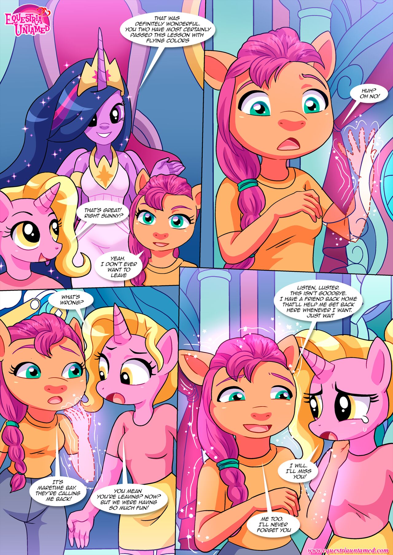 bbmbbf comic english_text equestria_untamed female friendship_is_magic hasbro horn lesson_for_the_generations luster_dawn_(mlp) mlp_g5 my_little_pony page_16 palcomix princess_twilight_sparkle_(mlp) queen_twilight_sparkle_(mlp) sunny_starscout_(mlp) tagme text twilight_sparkle_(mlp)