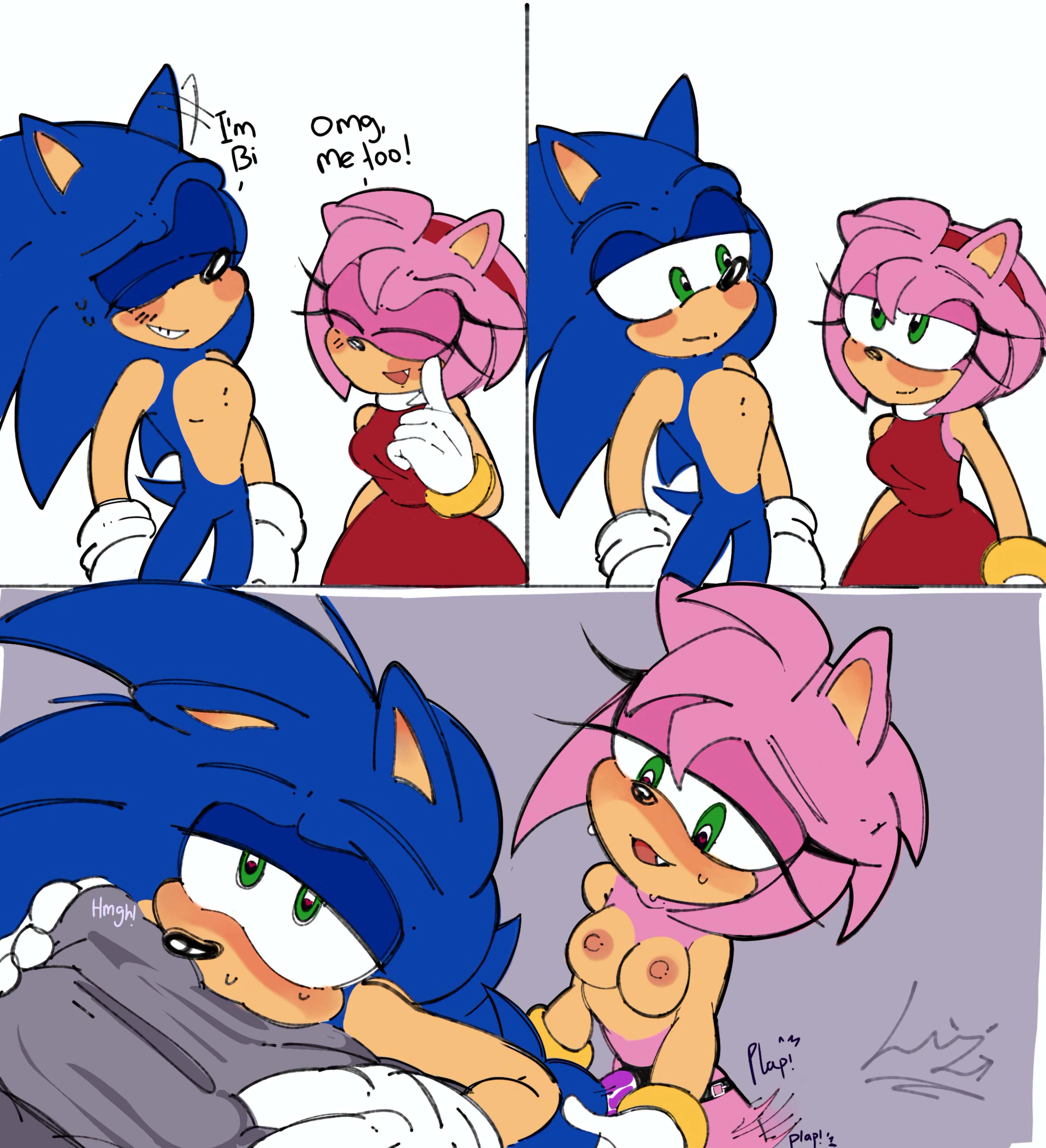 1boy, 1girls, amy rose, background, breasts, dominant female, female, furry, male, male penetrated, pegging, sega, sex toy, sonic (series), sonic the hedgehog, sonic the hedgehog (series), strap-on, strapon, submissive male, tiredhornluz