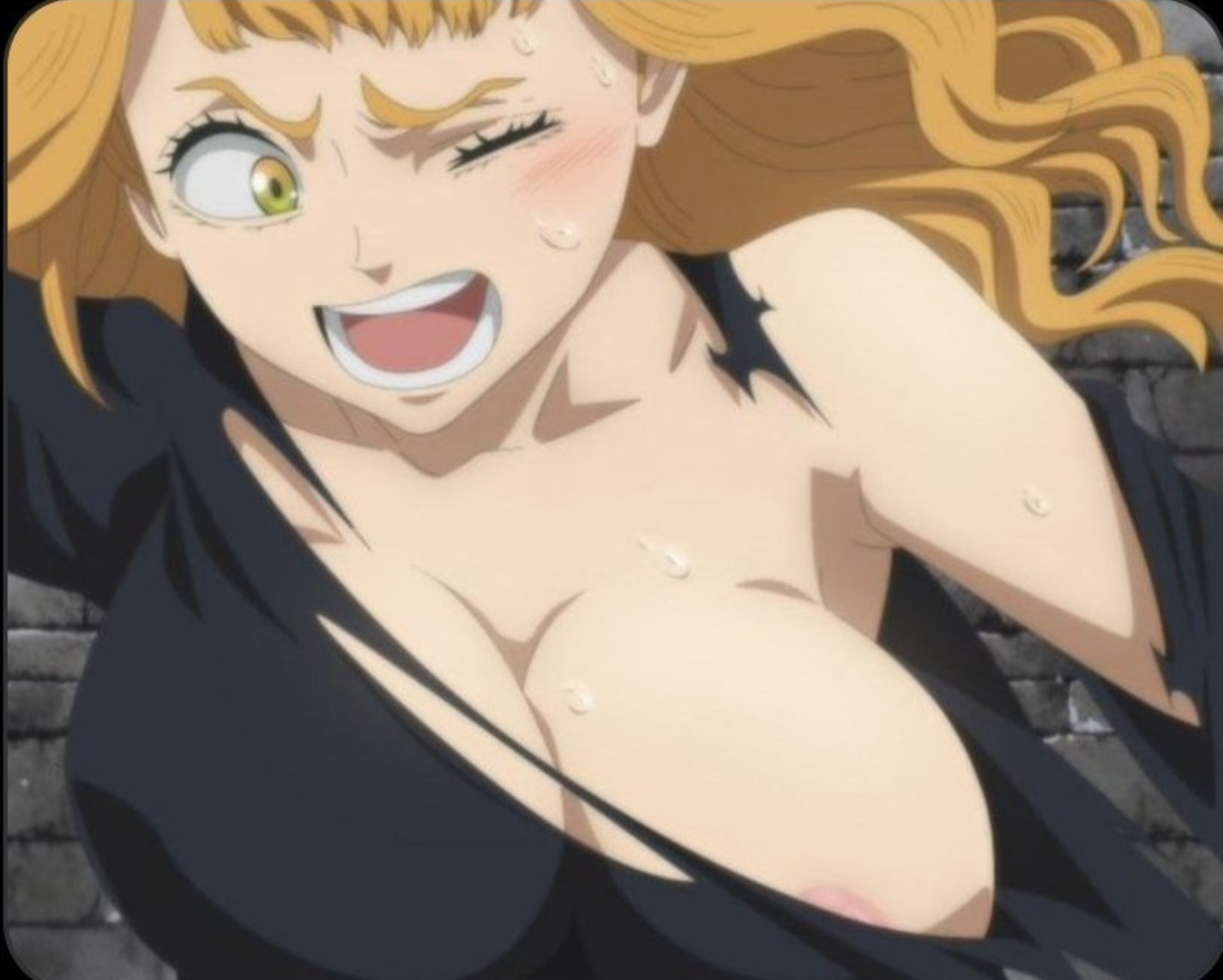 black clover, breasts, edited official artwork, edited screencap, female, mimosa vermillion, nipple slip, nipslip, on model, ripped clothing, tagme, teenage female, teenager, wardrobe malfunction