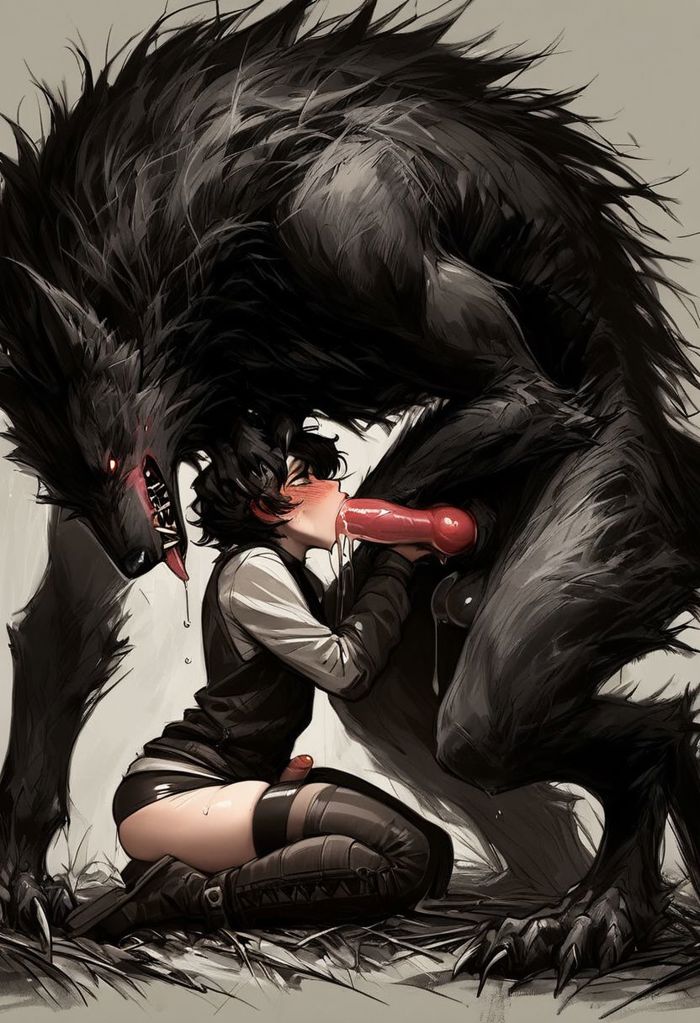 2boys, ai generated, anthro on human, fellatio, irrumatio, knotted penis, male, monster, monster cock, oral sex, penis, werewolf, yaoi