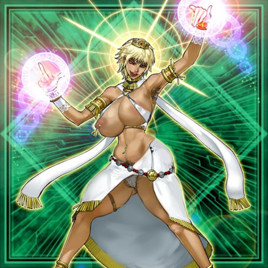 1girls abs alternate_breast_size areolae armpit_hair bare_shoulders blonde_hair blush breasts dark_skin duel_monster ero_doll female female_armpit_hair hairy_armpits happy_trail huge_breasts jewelry kunaboto legs lightsworn looking_at_viewer lumina_lightsworn_summoner magic magic_circle naughty_face nipples one_breast_out piercing pubic_hair pubic_hair_peek short_hair solo thick_thighs tongue_out underwear wide_hips yu-gi-oh! yuu-gi-ou_duel_monsters