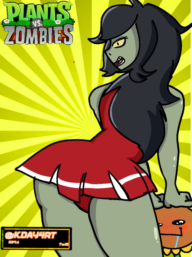 1girls black_hair blush blushing cheerleader drooling female flower grey_skin looking_back plants_vs_zombies pvz pvz_heroes tagme