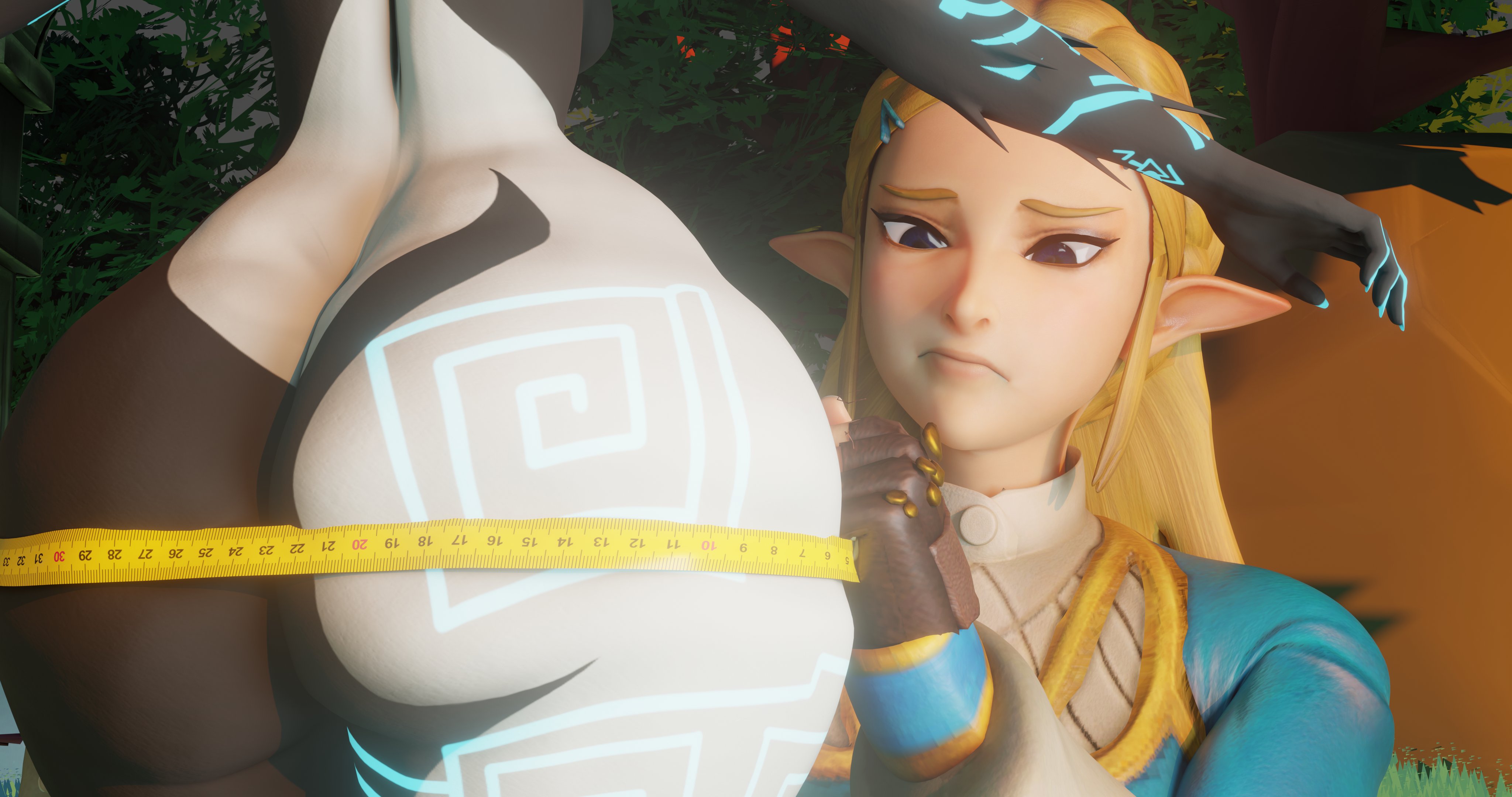 2girls, 3d, ass, big ass, breath of the wild, female, female only, huge ass, imp midna, jealous, measuring, measuring ass, midna, multiple girls, princess zelda, shortstack, ssmerchant, tagme, tape measure, the legend of zelda, twilight princess, zelda (breath of the wild)