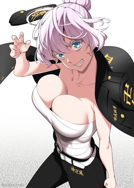 1girls big_breasts breasts commentary_request delinquent female female_only gangster non_nude pink_hair request sarashi senju_kawaragi tokyo_revengers