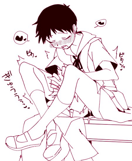 blush, clothing, crossdressing, cum, cum in mouth, fellatio, femboy, kaworu nagisa, male, neon genesis evangelion, oral sex, sex, shinji ikari, skirt, yaoi
