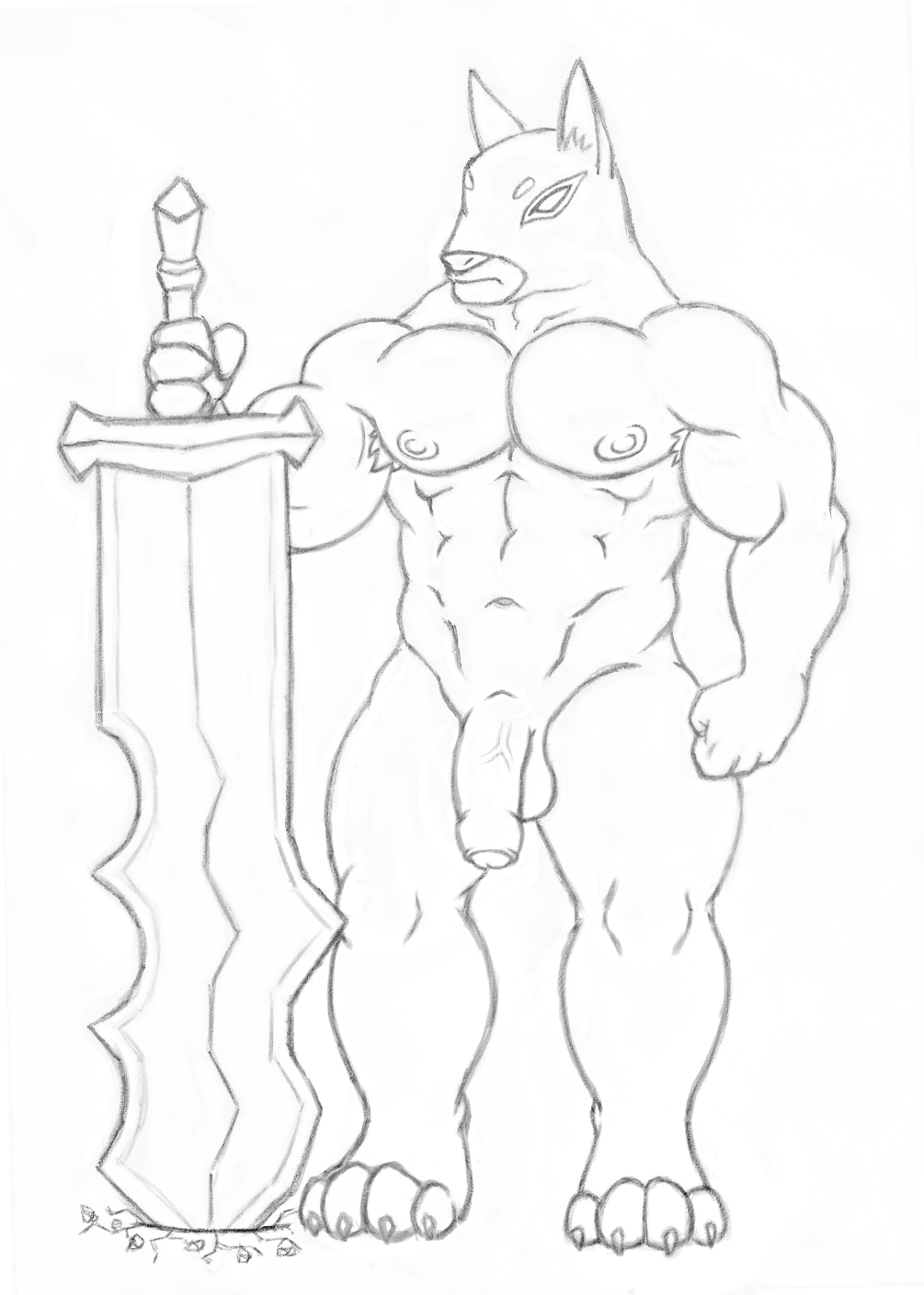 abs biceps darknut foreskin kisahhk8 male_only muscles nintendo nipples nude paws penis sketch sword testicles the_legend_of_zelda the_wind_waker uncut warrior weapon wind_waker wip