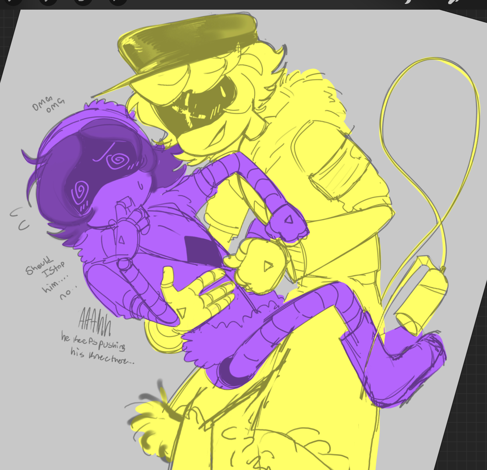 1boy, 1girls, 2d, disassembly drone, english text, female, glitch productions, humanoid, male, male/female, murder drones, n (murder drones), robot, robot boy, robot girl, robot humanoid, screen face, text, uzi (murder drones), worker drone