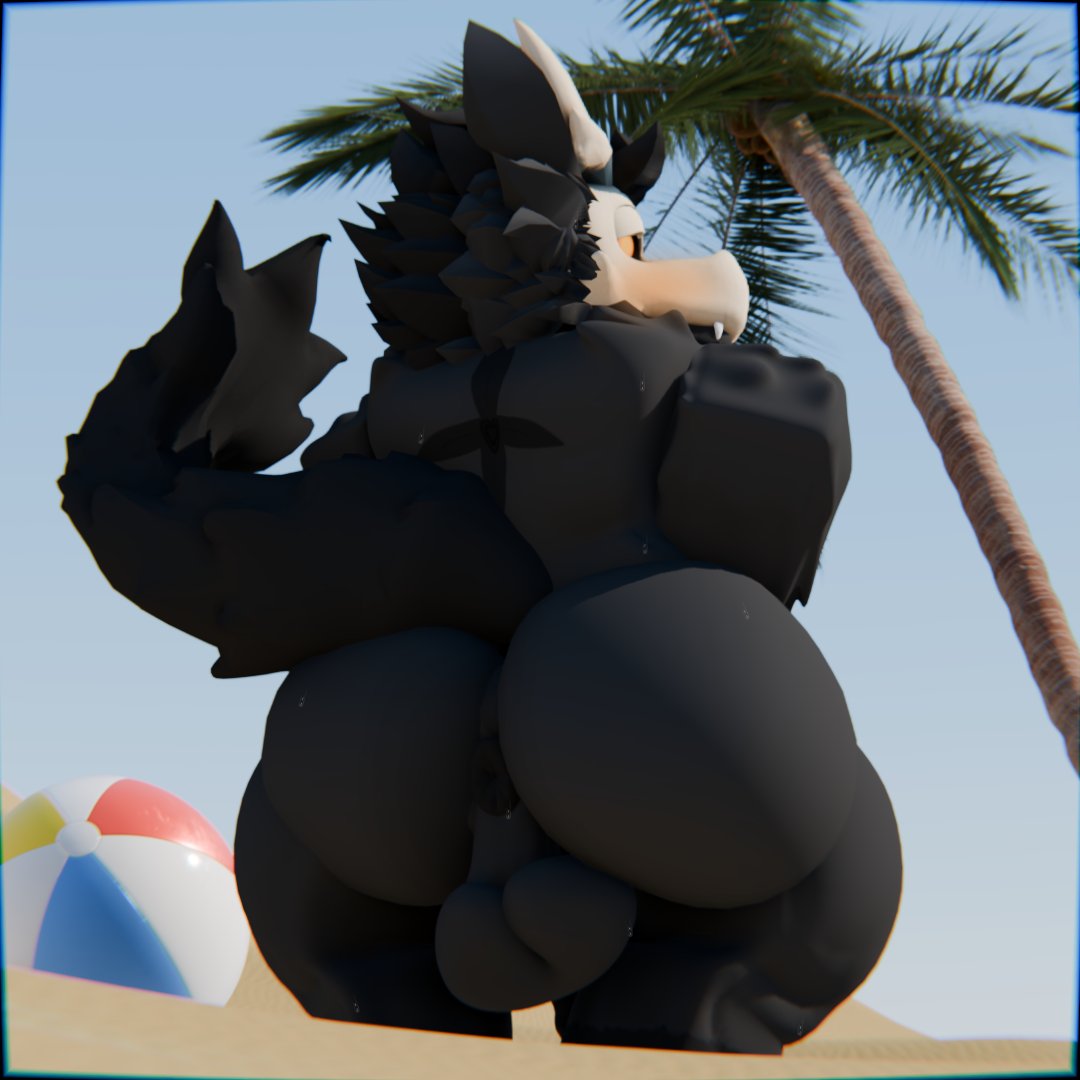 1:1 1boy 3d anthro anus ass balls beach big_butt black_body black_tail bone dragon fluffy genitals male mask mythological_creature mythological_scalie mythology palm_tree plant roblox robloxian sand scalie skull skull_mask snarkyfang solo summer tail tree yav_(dutchxanadu)