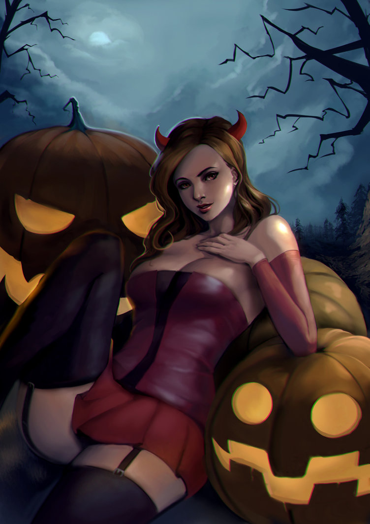 1girls character_request copyright_request female female_only halloween phamoz solo tagme