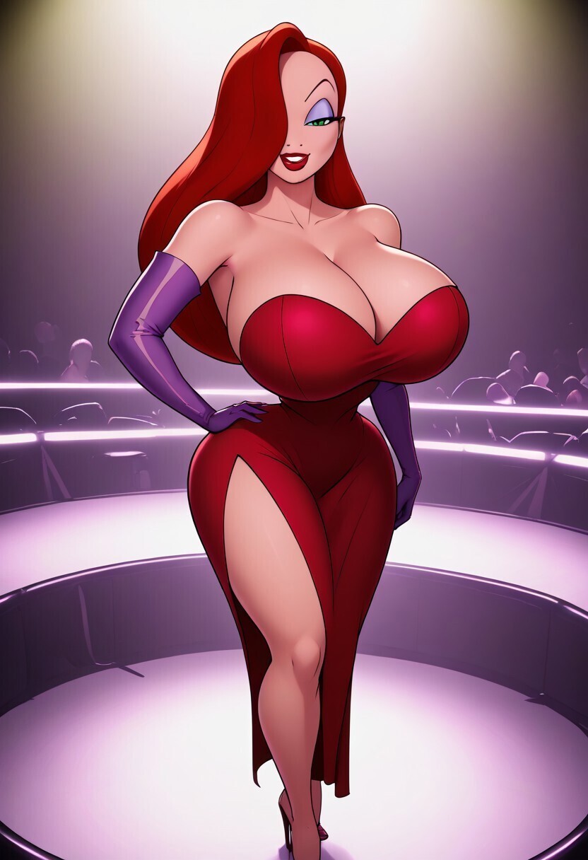 1girls ai_generated ass_bigger_than_head awesomeness98778 bedroom_eyes big_ass big_breasts breasts_bigger_than_head cleavage dress gloves green_eyes hair_over_one_eye hand_on_butt hand_on_hip hourglass_figure huge_ass huge_breasts jessica_rabbit legs lipstick long_hair looking_at_viewer makeup no_bra perfect perfect_body perfect_breasts perfect_legs pixai pose red_hair red_lipstick revealing_clothes seductive seductive_eyes seductive_look seductive_smile sexy sexy_pose slim_waist thick_thighs thighs tight_clothing toon voluptuous who_framed_roger_rabbit whore_eyes