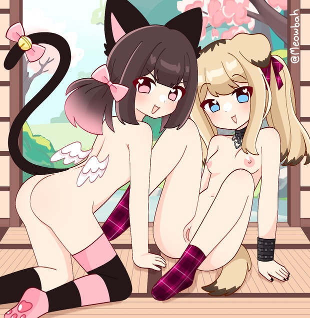 catgirl meowbah meowbahh meowbahh_(artist) naked virtual_youtuber vtuber yuri