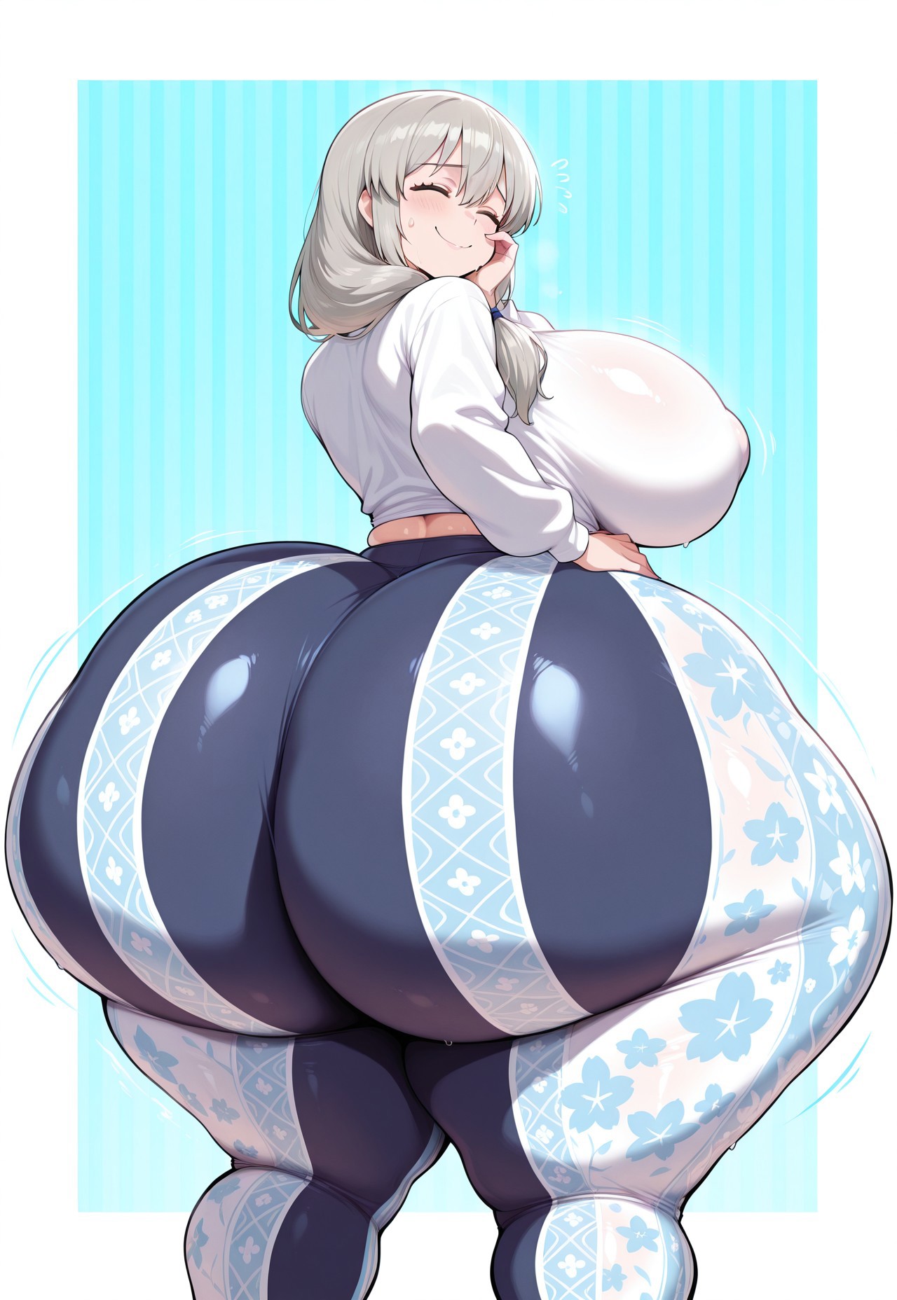 1girls, ai generated, ass, ass bigger than head, ass focus, big ass, big breasts, big butt, bottom heavy, breasts, bubble butt, enormous ass, fat ass, female, female only, flare pants, forbidden pants, grey hair, huge ass, hyper ass, large ass, large breasts, light skin, light-skinned female, looking back, lovermam, mature female, milf, plump, rear view, smile, smiling, solo, solo female, tagme, thick ass, thick thighs, thunder thighs, tight clothing, top heavy, twitter link, uzaki tsuki, uzaki-chan wa asobitai!, voluptuous, voluptuous female, wide hips