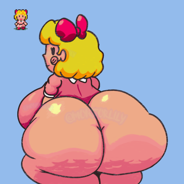 1girls 2024 aged_up artist_name ass beady_eyes big_butt blonde_hair bubble_butt cellulite chubby_female curvaceous earthbound earthbound_(series) fat_butt female gigantic_thighs huge_butt human_only hyper_ass large_ass large_breasts mob_face monstorlilly mother_(series) nintendo paula_jones paula_polestar red_hairbow shortstack standing underass voluptuous voluptuous_female