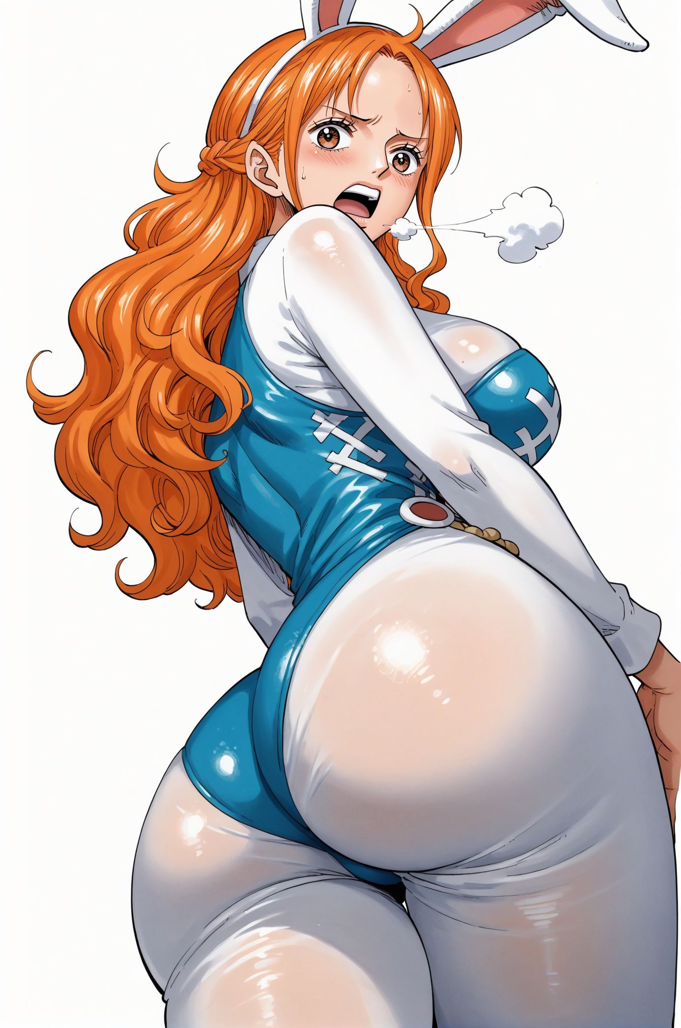 ai_generated alluring almost_naked almost_nude big_breasts blush breasts bunny bunny_costume bunny_ear bunny_ears bunny_girl bunnygirl bunnysuit curled_hair female female_only long_hair looking_at_viewer nami nami_(one_piece) one_piece open_mouth orange_eyes orange_hair post-timeskip seducing seduction seductive seductive_body seductive_eyes seductive_gaze seductive_look seductive_mouth seductive_pose shiny_hair shiny_skin skin_tight skintight skintight_bodysuit skintight_clothes skintight_clothing skintight_suit steamy_breath voluptuous voluptuous_female yashin