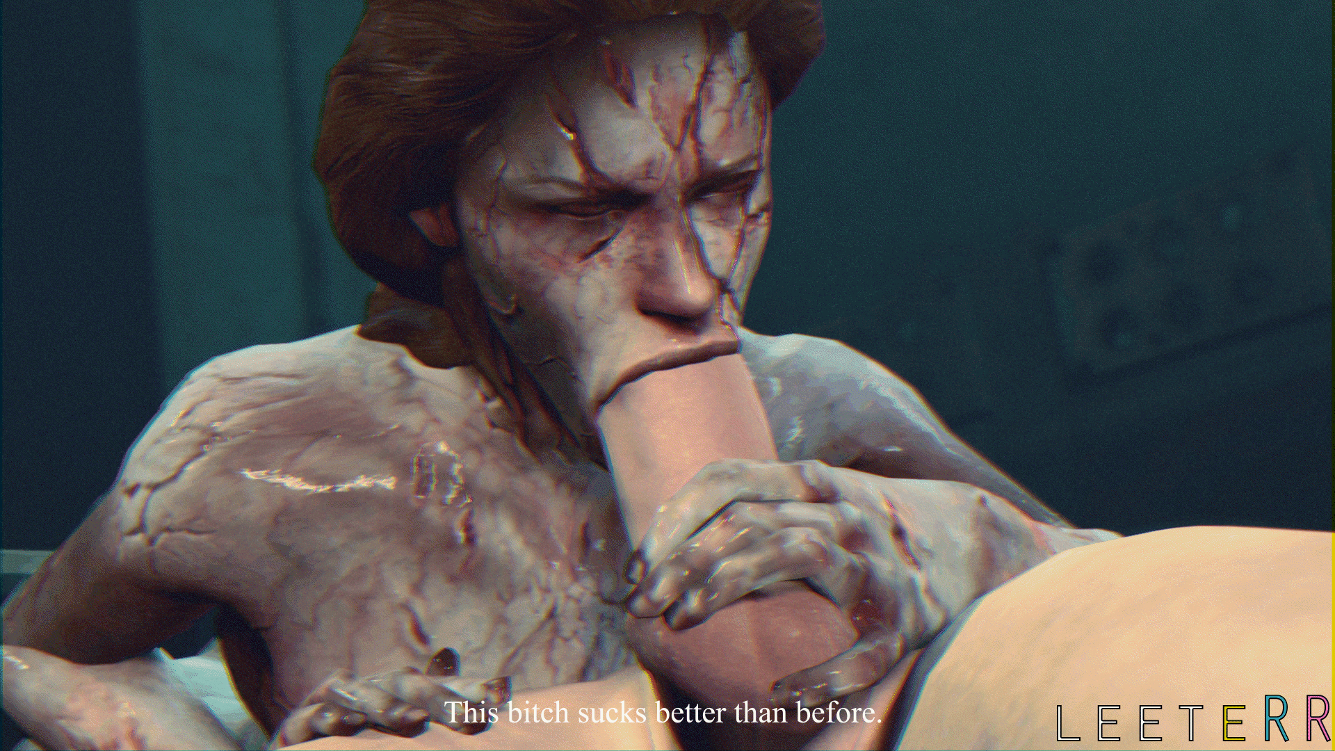 :>=, ?, 1boy, 1girls, 2015, 3d, absurdres, animated, armpits, balls, big penis, breasts, brown hair, closed eyes, deborah harper, english text, erection, faceless male, fellatio, female, grey skin, hair, hands, huge penis, human, imminent deepthroat, injury, large penis, leeterr, lips, long hair, male, monster girl, mutant, nose, nude, oral, oral sex, penis, resident evil, resident evil 6, scar, source filmmaker, sucking, testicles, text, watermark, zombie, zombie girl
