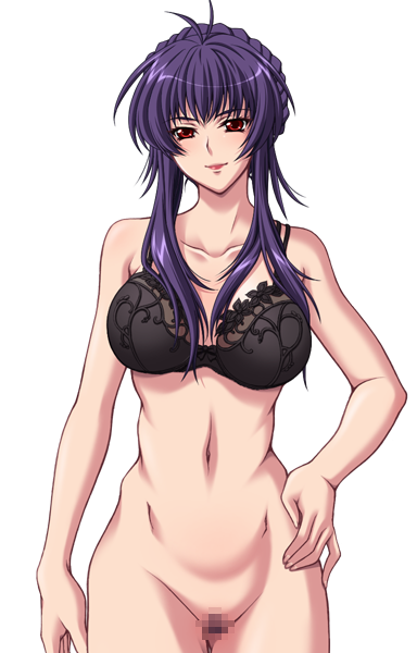 areolae black_rainbow bottomless bra breasts censored female game_cg large_breasts legs long_hair looking_at_viewer milf navel nude purple_hair pussy red_eyes saiminjutsu_2 sakurai_sawa simple_background solo standing thighs underwear white_background yoshino_keiko