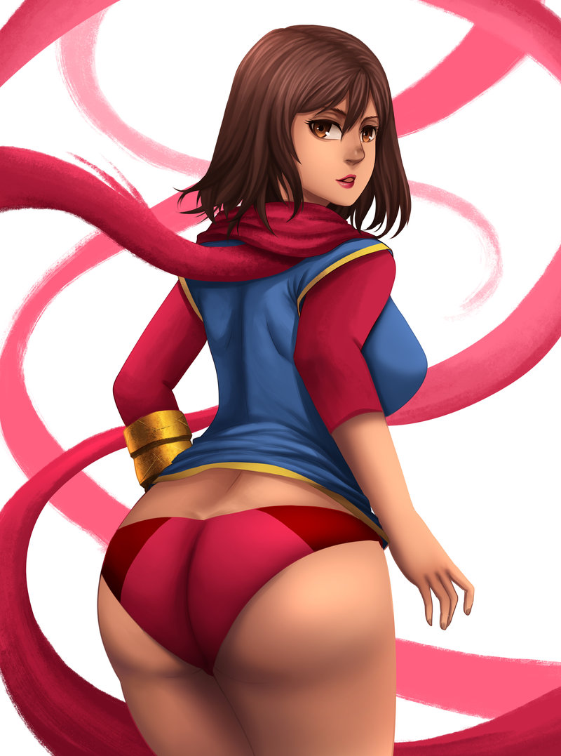 1girls ass dat_ass female female_only female_superhero gin-1994 human kamala_khan marvel marvel_comics ms._marvel panties red_panties skirt_lift solo superhero superheroine teenager