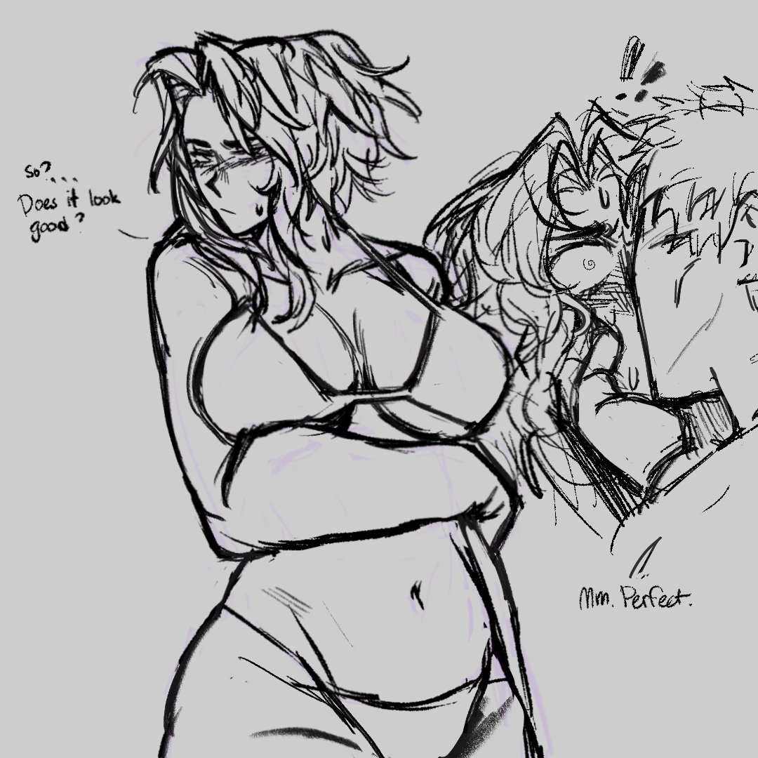 all for one, bikini, bikini top, blush, boku no hero academia, bra, cleavage, clothed, clothes, clothing, curvaceous, curvaceous body, curvaceous female, curvaceous figure, curvaceous hips, curvy, curvy body, curvy female, curvy figure, curvy hips, dominant male, female, kissing, lady nagant, male, monochrome, my hero academia, older male, panties, saikechism, short hair, sketch, submissive female, younger female