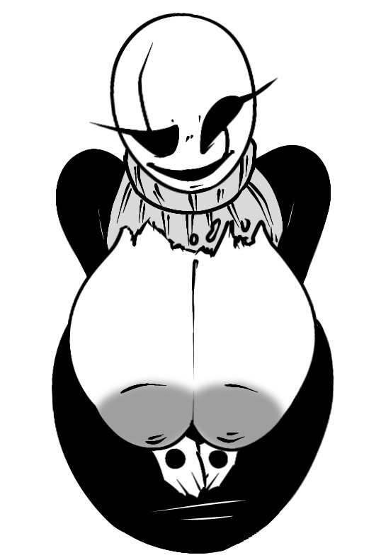 2d, 2d (artwork), big breasts, boobs out, breasts, breasts out, dil0vencheirus, dilovencheirus, fem gaster, gaster, grey nipples, grey sweater, ripped clothing, ripped sweater, sweater, tagme, turtleneck, turtleneck sweater, undertale, undertale (series), white background