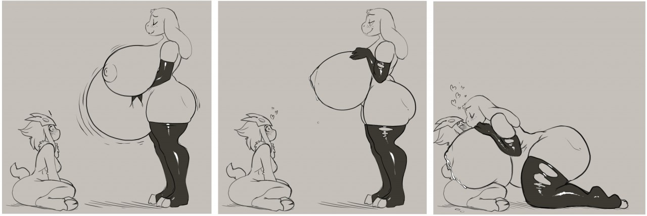 2girls, anthro, armwear, ass, belly, big ass, big belly, big breasts, blush, bodily fluids, bovid, breast expansion, breast growth, breasts, butt expansion, caprine, clothing, completely nude, curvy figure, death, digestion, digital media (artwork), duo, elbow gloves, expansion, female, female only, female pred, female/female, gloves, goat, growth, handwear, heart symbol, hooves, huge ass, huge belly, huge breasts, hyper, hyper belly, hyper breasts, james howard, kindred, kissing, lactating, lactation, lamb (league of legends), league of legends, legwear, mammal, mostly nude, nipples, nude, nude female, oral vore, rapid digestion, riot games, sheep, squish, tencent, thick thighs, thigh highs, thigh squish, toeless legwear, toriel, torn clothing, torn legwear, undertale, undertale (series), voluptuous, vore, yuri