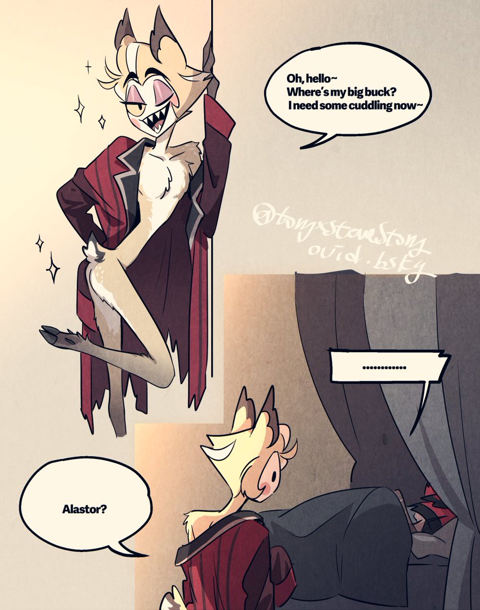 alastor (hazbin hotel), artist request, cuntboy, doe, hazbin hotel, lucifer morningstar (hazbin hotel), no sex, rejection, source request, tagme, uninterested