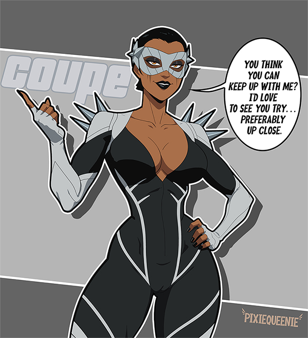 1girls, big ass, big breasts, big thighs, breasts, coupé, coupe, curvaceous, curvy, curvy figure, dark skin, dark-skinned female, digital media (artwork), dispatch (game), english text, female, hips, huge ass, huge breasts, huge thighs, janelle (dispatch), large ass, large breasts, large thighs, legs, mature, mature female, pixiqueenie, slim waist, speech bubble, tan body, tan skin, tan-skinned female, text, thick, thick hips, thick legs, thick thighs, thighs, voluptuous, waist, wide hips, wide thighs
