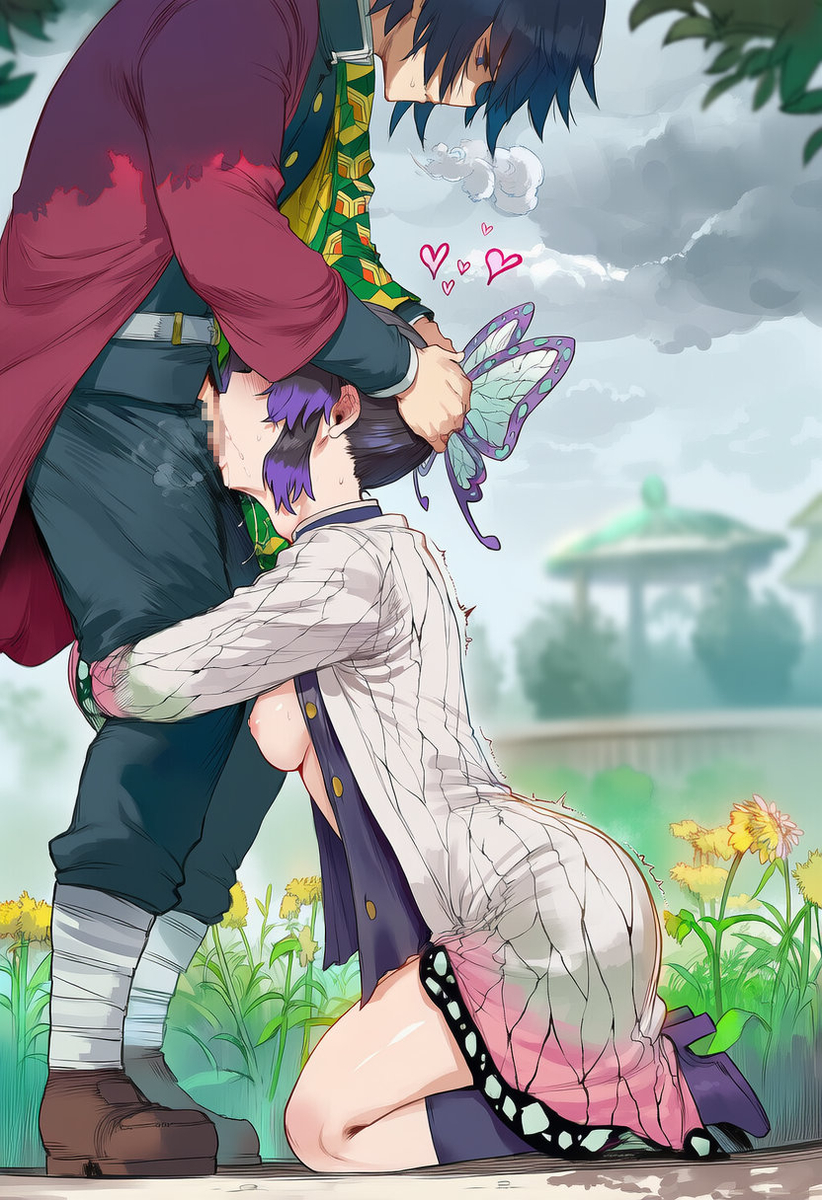 1boy, 1boy1girl, 1girl, 1girl1boy, ai generated, back view, bare skin, big ass, big breasts, big butt, big butt (female), big cock, big dick, big penis, big thighs, black hair, blowjob, blush, blush lines, blushing, breath cloud, breed, butt, butt focus, butterfly hair ornament, clothed, clothed female, clothed male, clothed sex, couple, couple love, couple sex, curvy, curvy body, curvy female, curvy figure, deep penetration, deepthroat, demon slayer, fellatio, fellatio face, female, female penetrated, female/female, giving in to pleasure, giyushino, grabbing another's head, grabbing another's leg, grabbing head, hearts, hearts around head, hetero, hetero sex, heterosexual, heterosexual sex, holding, holding partner, holding partner's head, holding partner's leg, horny, horny female, hug, hugging, hugging another, hugging legs, hugging partner, kimetsu no yaiba, kneeling, kneeling blowjob, kneeling female, kneeling on ground, kneeling oral position, kneeling position, kneeling sex, kochou shinobu, looking pleasured, lovers, loving it, making love, making out, male, male on female, male penetrating female, male/female, mating, mouth full of cock, muscular, muscular male, oral, oral sex, passionate, penetrating, penetrating mouth, penetration, pleasure, pleasure face, pleasured, pleasured face, pleasured female, pleasured male, pussy, pussy focus, sex, shaking, shivering, shivering in delight, smooth skin, straight, straight sex, sucking, sucking dick, sucking penis, swirlinghawk, throat fuck, throat penetration, tomioka giyuu, wet, wet pussy