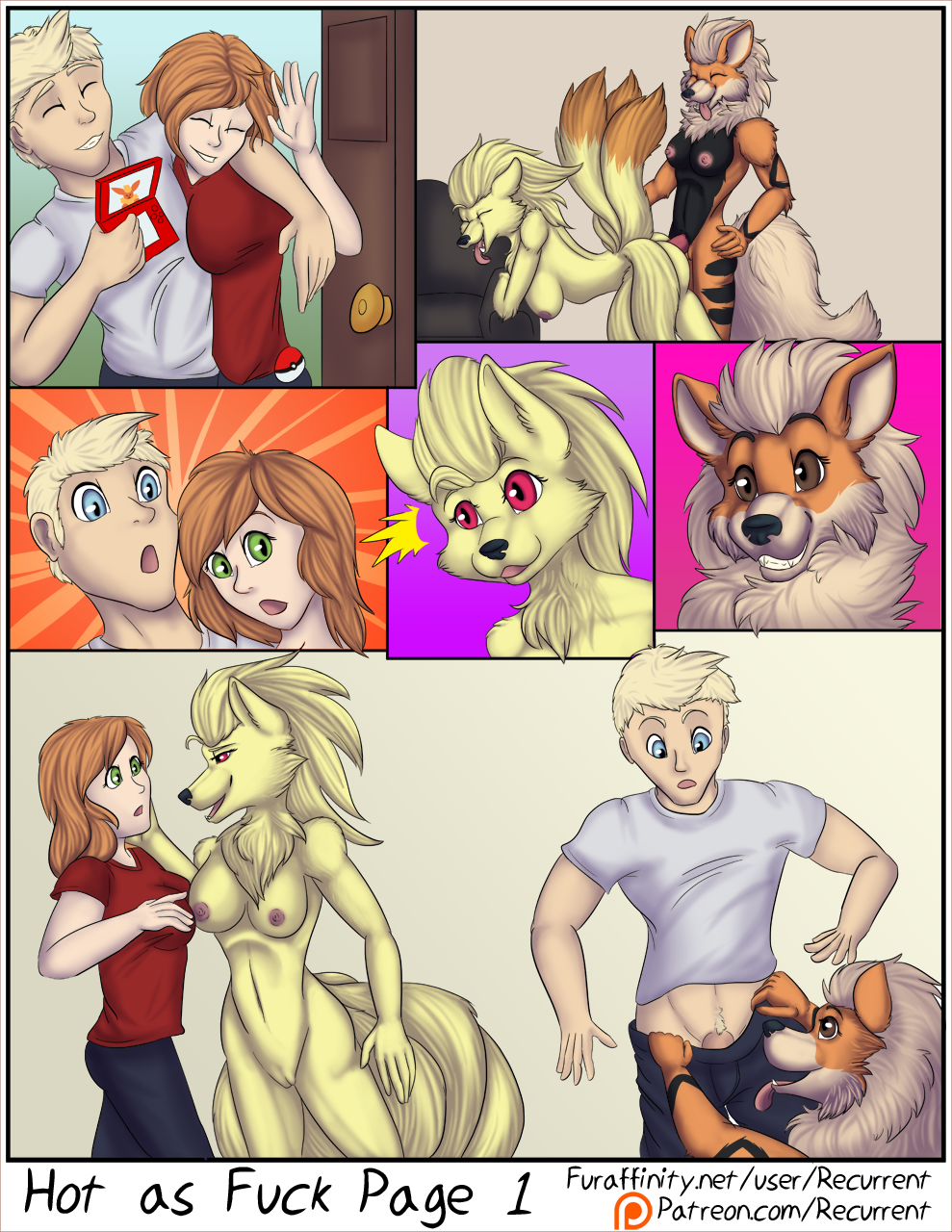 1boy 2girls abs anthro anthrofied arcanine breasts canine clothed_male_nude_female clothes comic female fur furry furry_tail group half-closed_eyes hi_res human intersex male mammal multi_tail multiple_tails ninetales nintendo nipples nude original_character patreon penis pokemon pokemon_(species) pokemon_rgby pubic_hair recurrent sex sketch tail text thick_thighs url video_games watermark white_border wide_hips