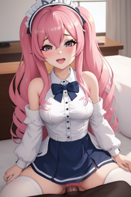 ai_generated belle_delphine clothed_sex clothing dark-skinned_male female_focus maid_headdress maid_outfit male/female pink_hair real_person sex skirt thighhighs vaginal vaginal_penetration