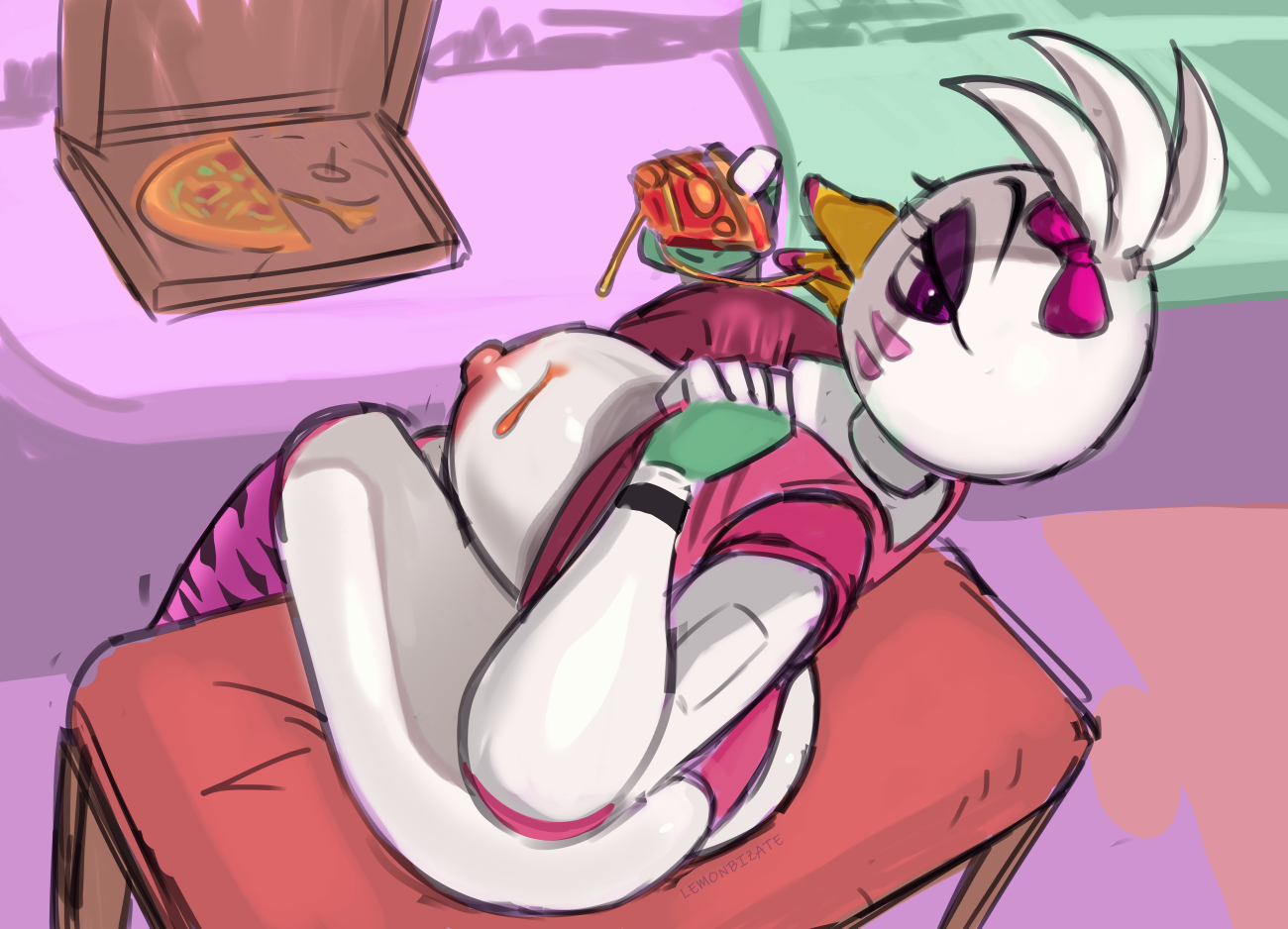 ass, breasts, female, five nights at freddy's, five nights at freddy's: security breach, food fetish, glamrock chica (fnaf), pizza, scottgames, solo, steel wool studios, thong