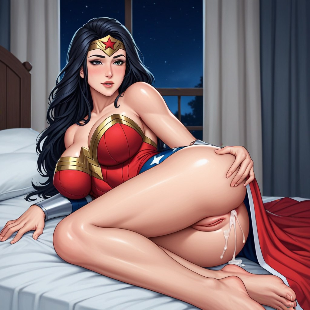 1girls, ai generated, ass, big breasts, black hair, blue eyes, breasts, cum, cum drip, cum dripping from anus, cum dripping from ass, cum in ass, curvaceous, curvaceous body, curves, curvy, curvy body, curvy female, curvy figure, dc, dc comics, diana prince, female, female only, hourglass figure, light skin, light-skinned female, milf, pussy, pussy lips, solo, solo female, voluptuous, voluptuous female, wonder woman, wonder woman (series)