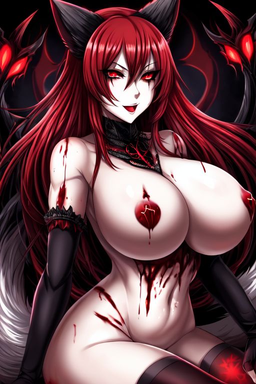 ai_generated blood blood_on_body blood_on_breasts bloodshot_eyes demon demon_wings demonic demonic_eyes dominant dominant_female fan_character female female_focus female_only fluffy fluffy_ears fluffy_hair fluffy_tail fox fox_ears fox_girl fox_tail grinning grinning_at_viewer huge_boobs huge_breasts kitsune kitsunemimi large_ass large_boobs large_breasts large_butt large_thighs long_hair mommy mother oc original original_character partially_clothed partially_nude red_eyes red_hair semi_nude sexykitsune smirk smirking smirking_at_viewer thick_thighs yandere