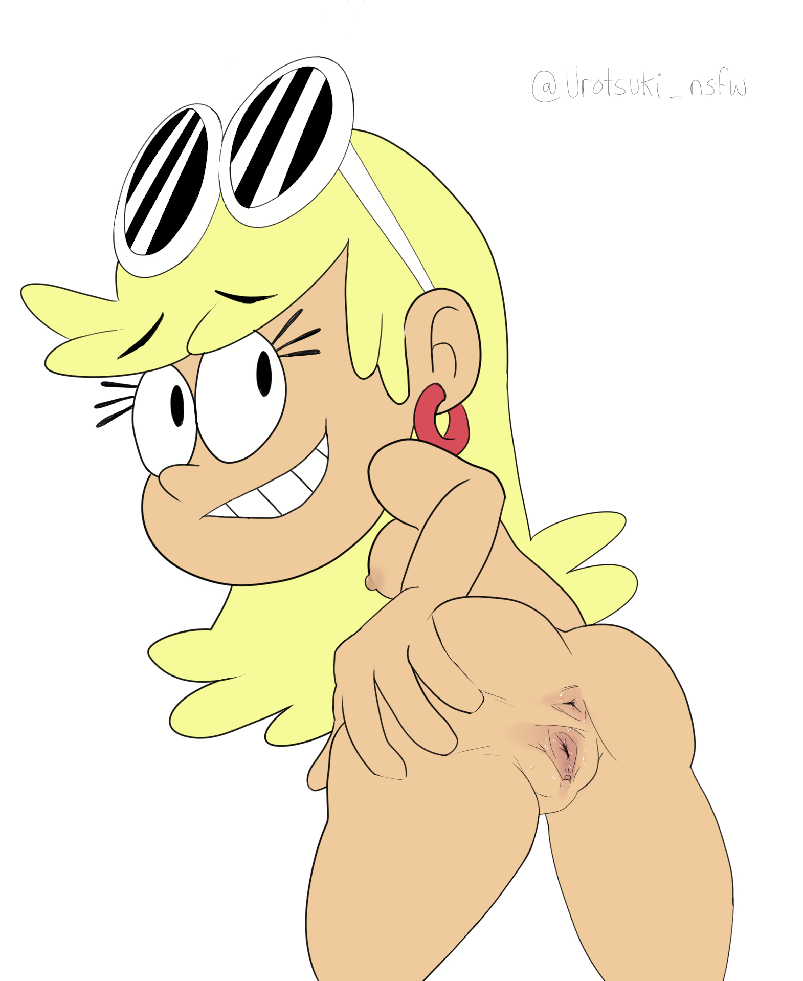 1girls, anus, blonde female, blonde hair, blonde-haired female, completely nude, female, female only, happy female, leni loud, long hair, naked, naked female, nickelodeon, nude, nude female, pussy, solo, solo female, the loud house, urotsuki02, white background