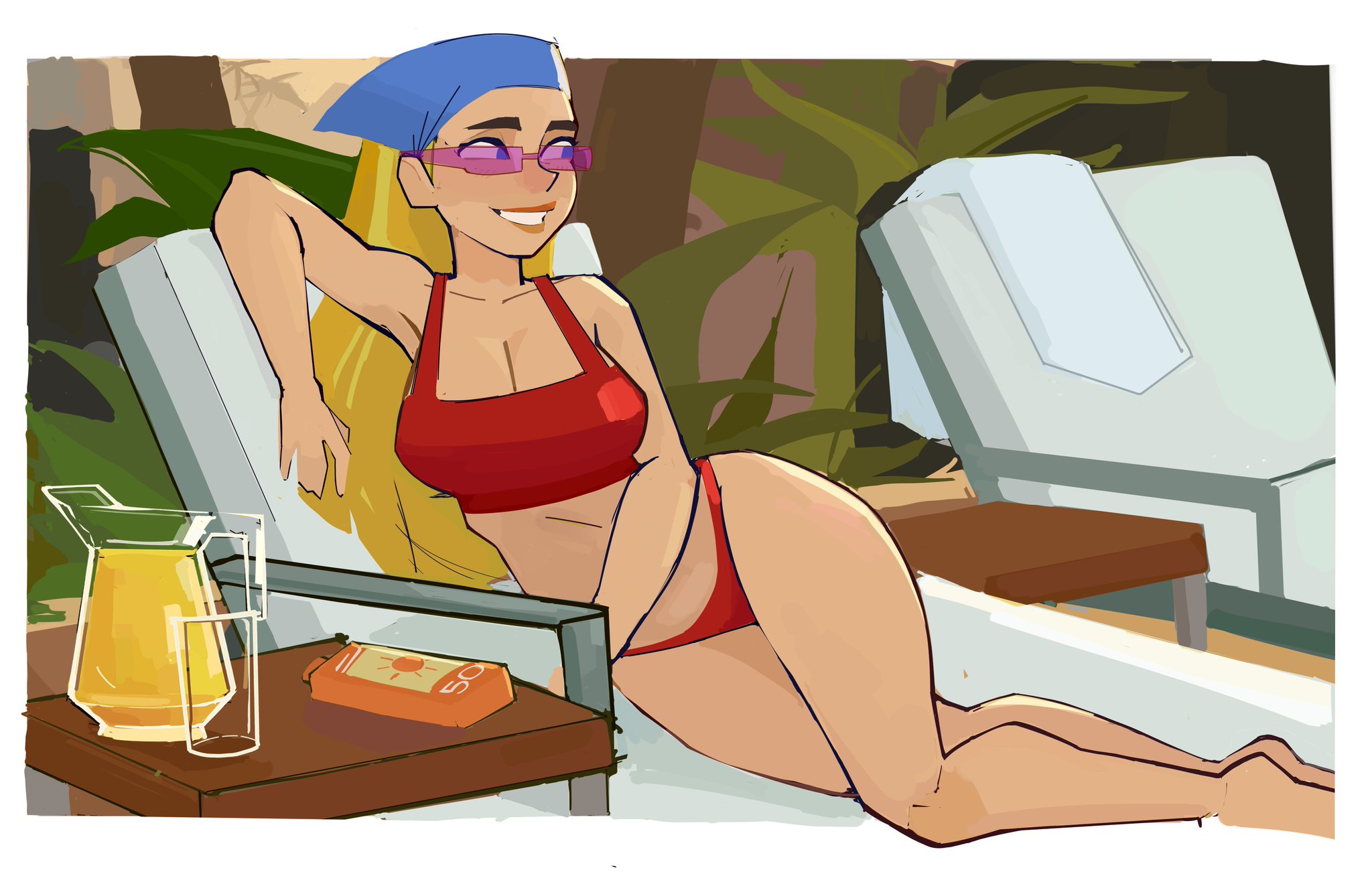 aldorian, big ass, big breasts, big butt, big thighs, big titties, bikini, breasts, clothing, curvaceous, curvaceous female, curvaceous figure, curvy, curvy figure, curvy hips, female, female focus, female only, lindsay (tdi), long hair, total drama (series), total drama island, yellow hair
