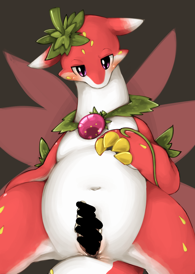 animal_genitalia censored dragon food fruit genital_slit male_only navel penis puzzle_&_dragons slightly_chubby slit strawberry strawberry_dragon video_games yatosuke