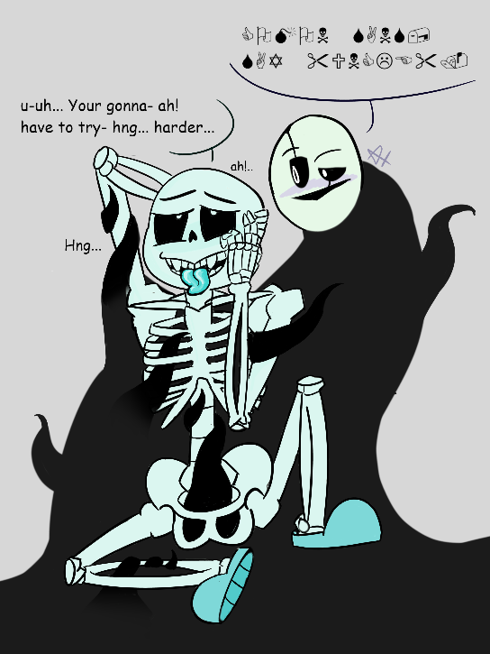 animated_skeleton blush bone dialogue duo english_text gaster gay grin male male_only naked nude sans sex shoes shoes_only skeleton slippers slippers_only tentacle tentacles text undertale wingdings yaoi