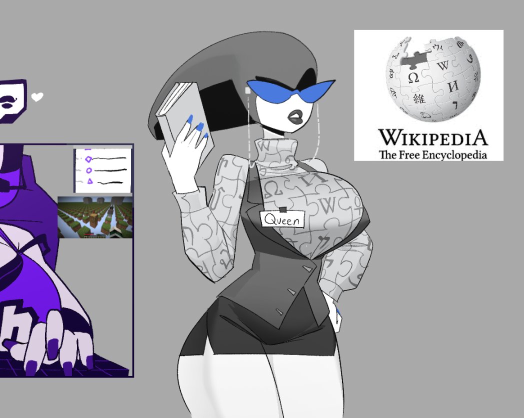 2024 big_breasts big_lips book deltarune glasses librarian name_tag omega_symbol painted_nails queen_(deltarune) skirt sqwunx_(artist) thick_thighs turtleneck wikipedia