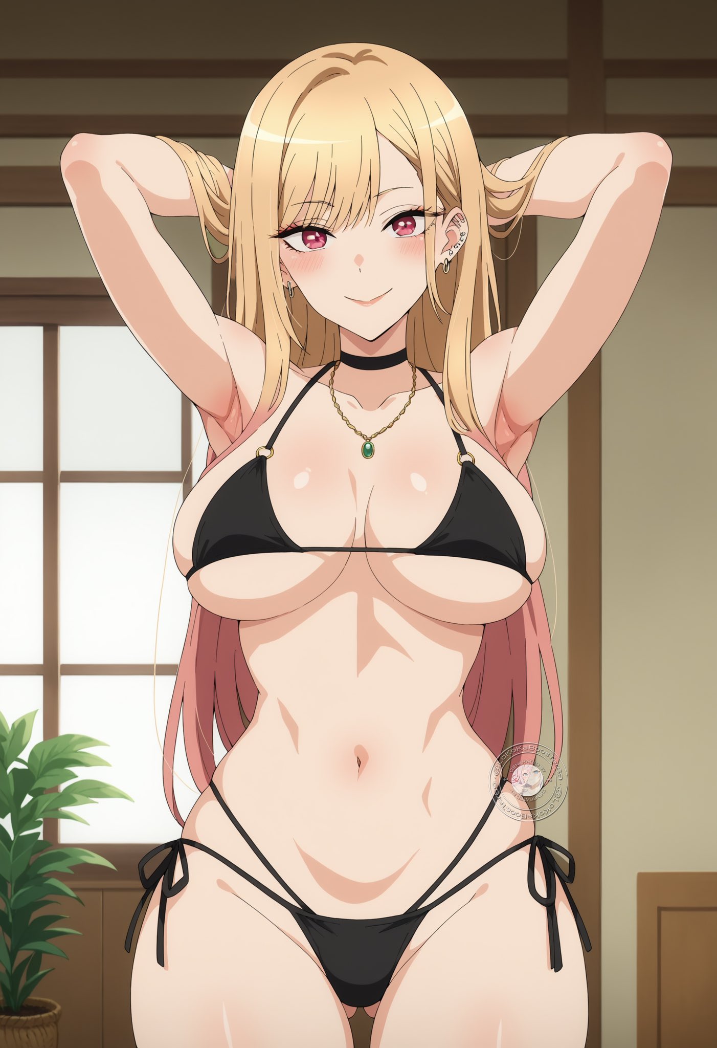 ai generated, bikini, black bikini, female, kitagawa marin, light skin, light-skinned female, lokokabooster69, sono bisque doll wa koi wo suru