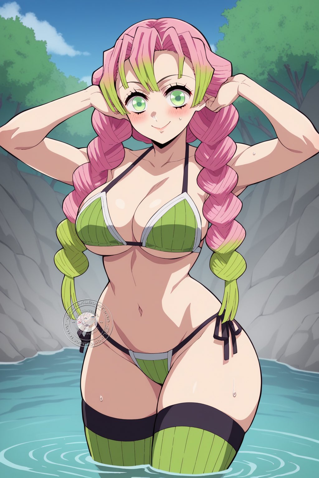 ai_generated bikini demon_slayer kanroji_mitsuri light-skinned_female lokokabooster69