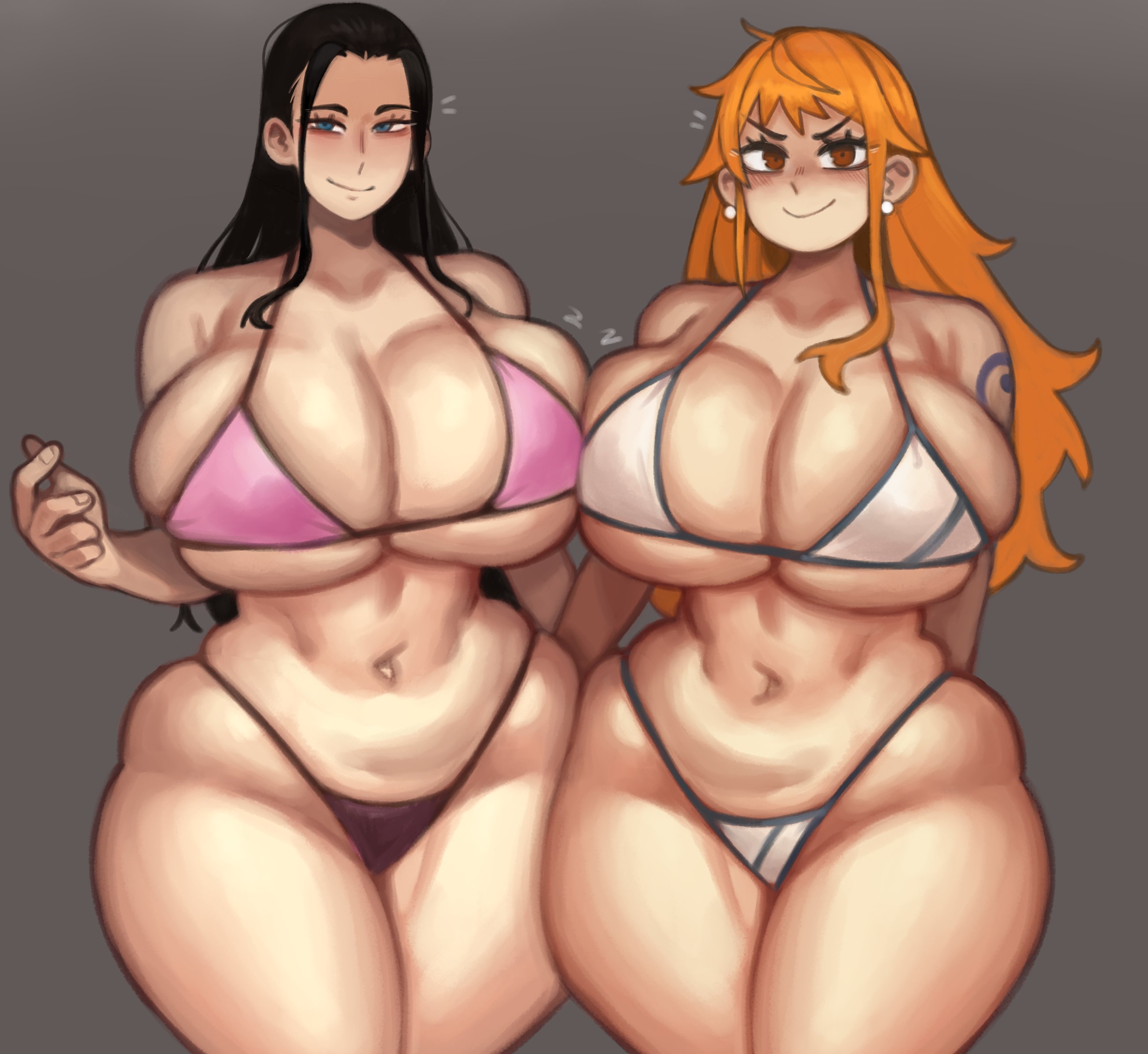 2girls, ass, big ass, big breasts, big butt, big hips, big thighs, bikini, black hair, blue eyes, breasts, female, female only, gigantic ass, gigantic boobs, gigantic breasts, gigantic butt, gigantic thighs, gigantic tits, hips, huge ass, huge boobs, huge breasts, huge butt, huge hips, huge thighs, kelvin hiu, long hair, massive ass, massive boobs, massive breasts, massive butt, massive hips, massive thighs, massive tits, nami (one piece), nico robin, one piece, orange eyes, orange hair, thick thighs, thighs, voluptuous, voluptuous body, voluptuous female, wide hips, wide thighs