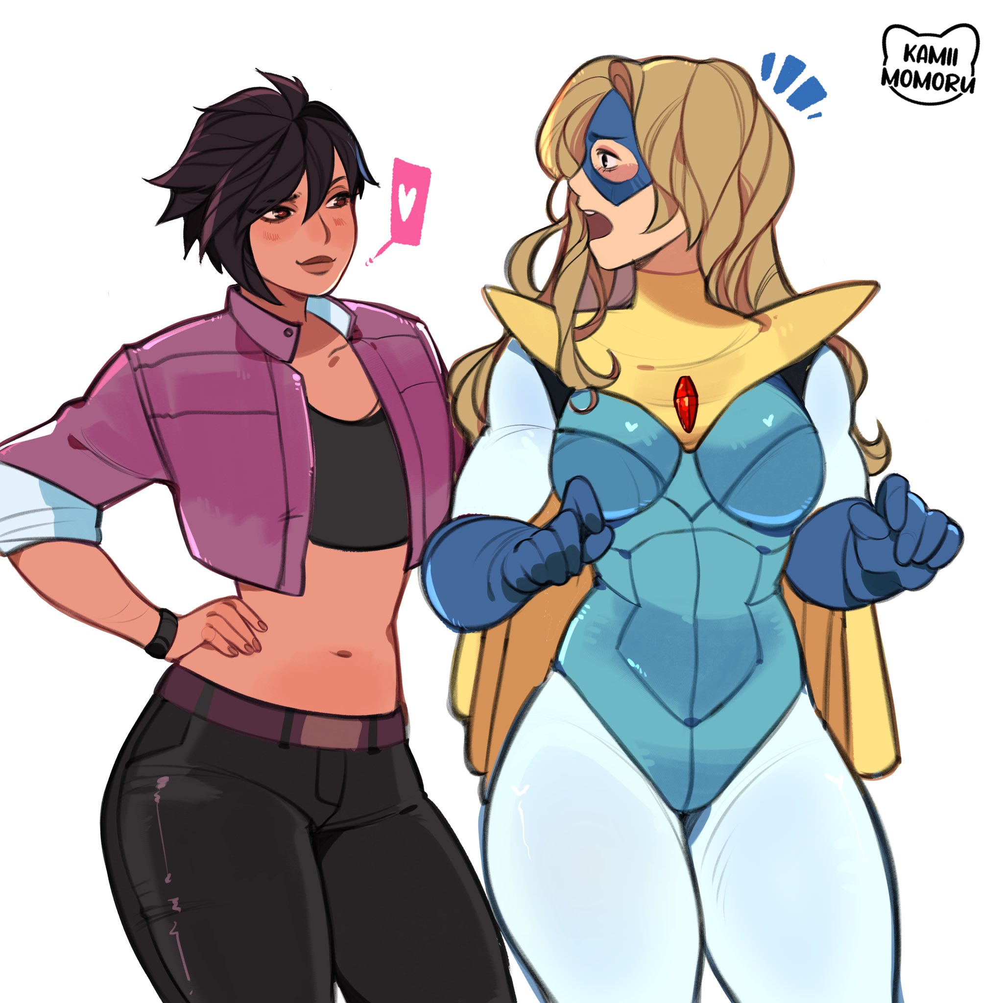 2girls, big ass, big breasts, big thighs, blonde blazer, breasts, curvaceous, curvy, curvy figure, digital media (artwork), dispatch (game), female, hips, huge ass, huge breasts, huge thighs, invisigal, kamii momoru, large ass, large breasts, large thighs, legs, light skin, light-skinned female, mature, mature female, slim waist, tan body, tan skin, tan-skinned female, thick, thick hips, thick legs, thick thighs, thighs, tomboy, voluptuous, waist, wide hips, wide thighs, yuri