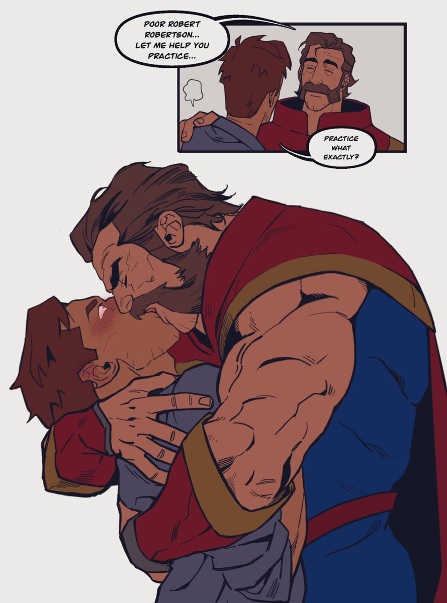 bara, beard, bonjourdraws, closed eyes, daddy, dilf, dispatch (game), gay, kissing, makeout, male, male only, muscular, muscular male, older male and younger male, phenomaman, robert robertson, size difference, surprised