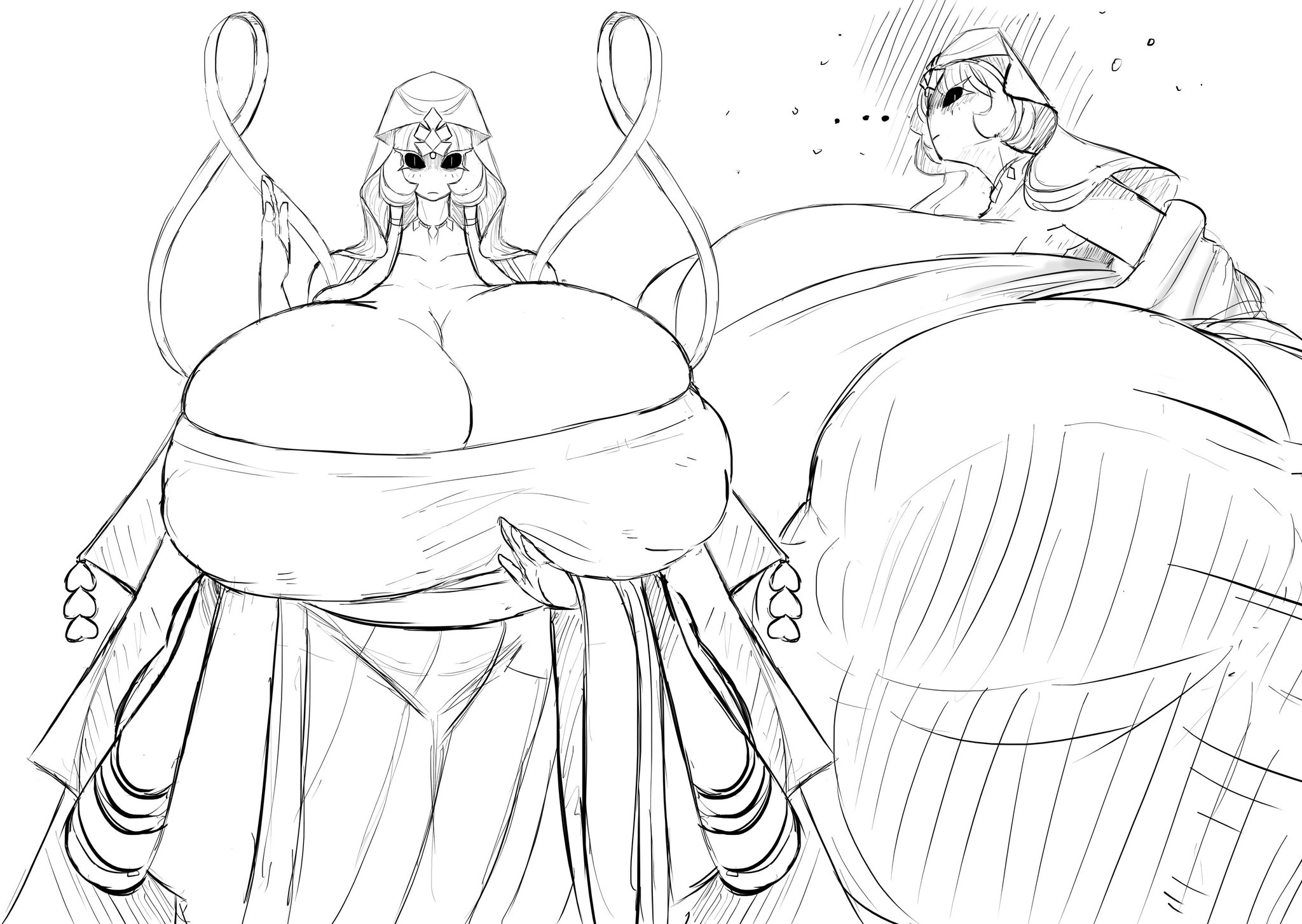 1girl, 1girls, back view, big ass, big breasts, breasts, breasts bigger than head, cookie run, cookie run kingdom, female, hyper, hyper ass, hyper breasts, mystic flour cookie, thick ass, thick thighs, viewed from below, yobaba