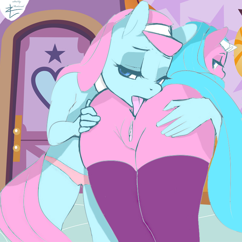 2014 aloe_(mlp) anal anthro anthrofied anus ass ass_grab bedroom_eyes blue_eyes clothing collar color duo equine female friendship_is_magic half-closed_eyes hand_on_ass horse incest inside legwear lizombie looking_at_viewer looking_back lotus_blossom mammal my_little_pony oral panties pony pussy rear_view rimming seductive sex sibling sisters stockings thigh_highs underwear yuri