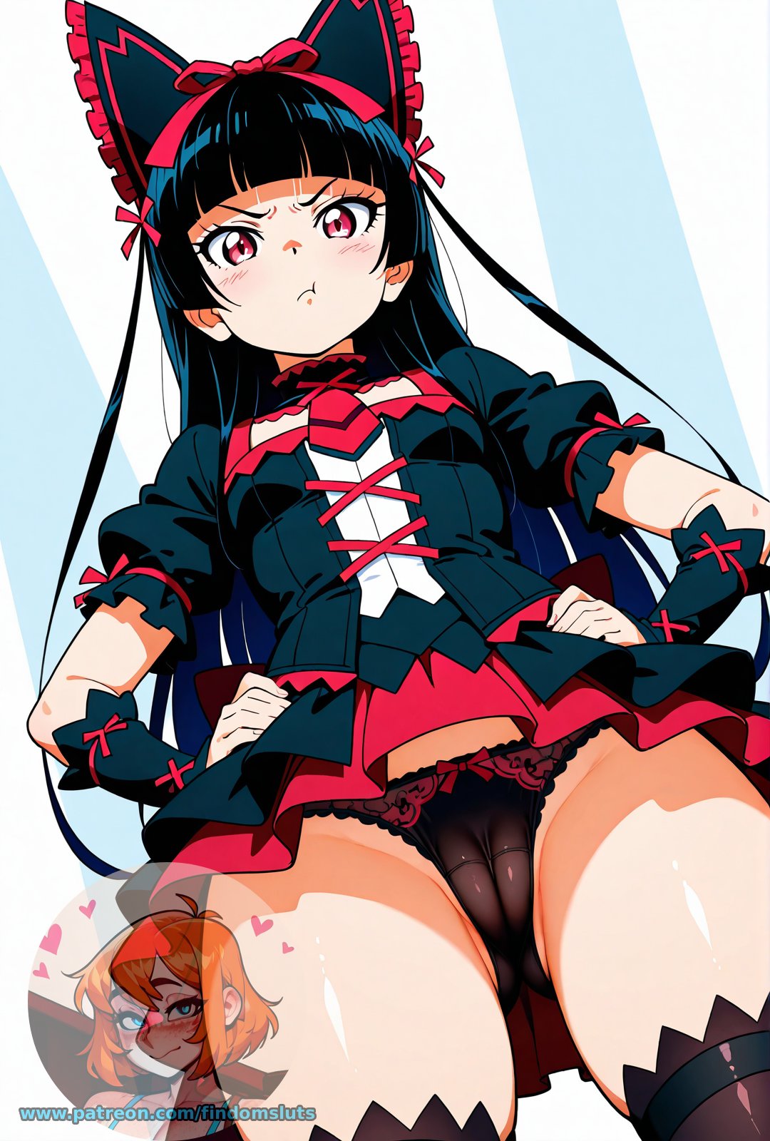 ai generated, ai generated sluts, breasts, cameltoe, lolibaba, pouting, rory mercury, small breasts, thick thighs