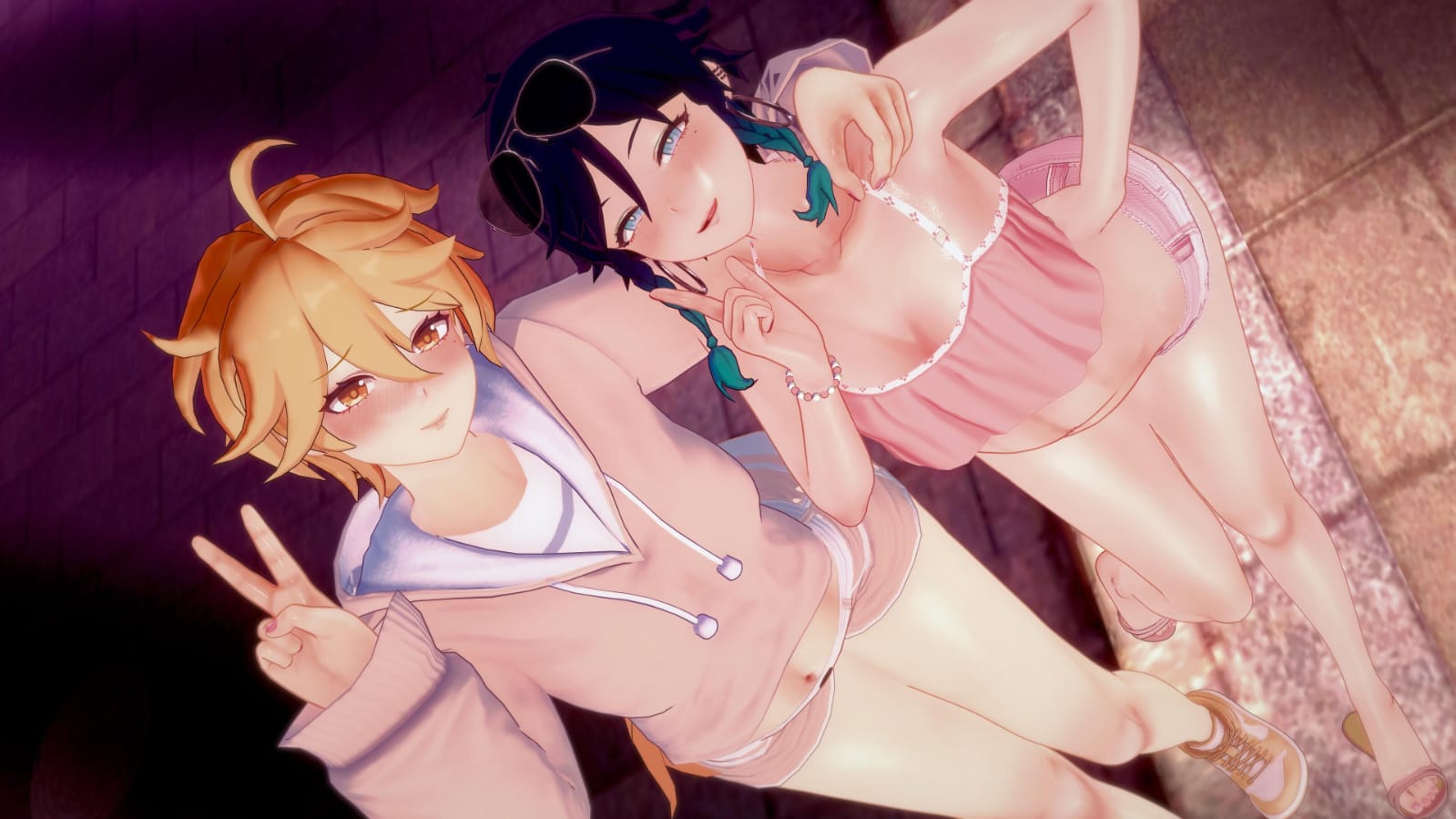 2boys, 2femboys, aether (genshin impact), asiansluttyw, femboy, gay, genshin impact, male, male only, tagme, venti (genshin impact), yaoi